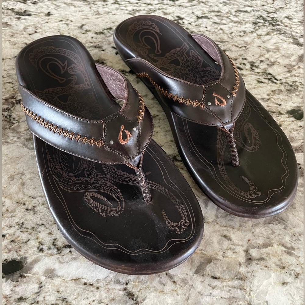 OluKai Men’s Beach Sandals Mea Ola Dark Java sz 14